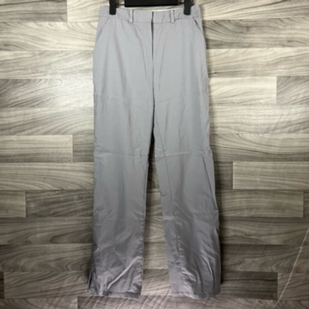 Bebe Womens Dress Career Pants Gray Mid Rise Pockets Slit Hems USA 4‎